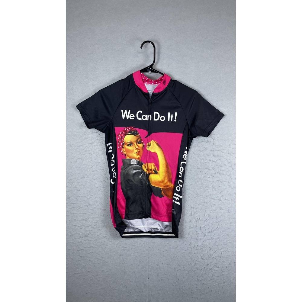Brainstorm Gear Rosie The Riveter Cycling Jersey‎ Womens Small Pink Full Zip